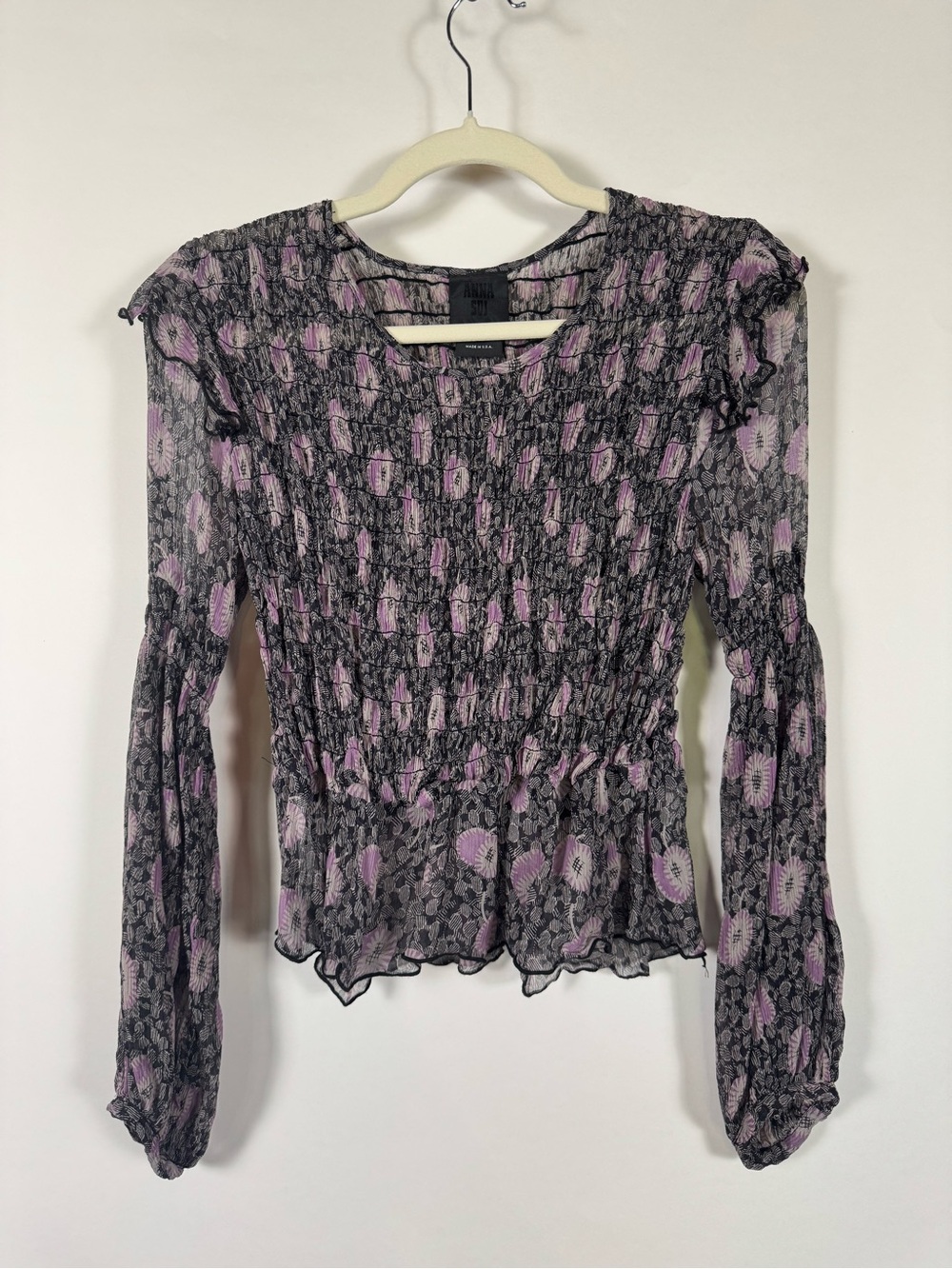 Anna Sui VTG Silk Blouse M Y2K Made in USA Whimsigoth Fairy Grunge Indie Sleaze